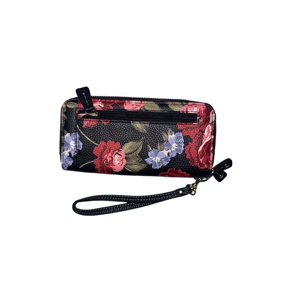 Stone Mountain Women's Rose Bloom SLG Wallet Black Floral Bonded Leather - Picture 2 of 8